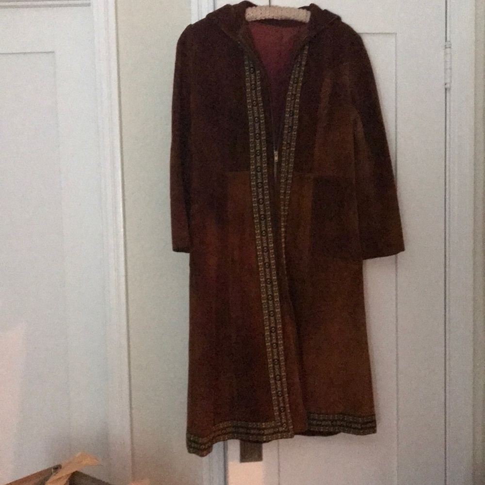 Suede maxi coat